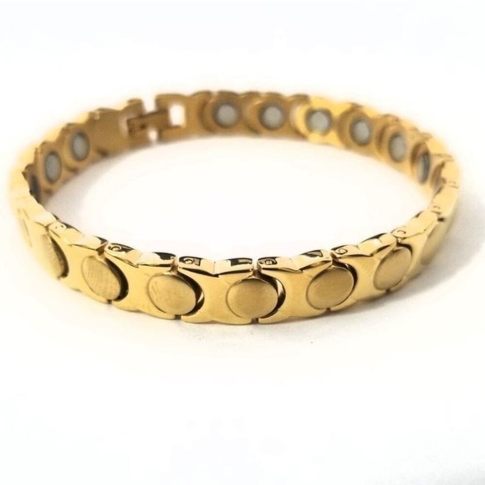 316L Stainless steel gold magnetic men women tarnish resistant bracelet‎ 7.5"